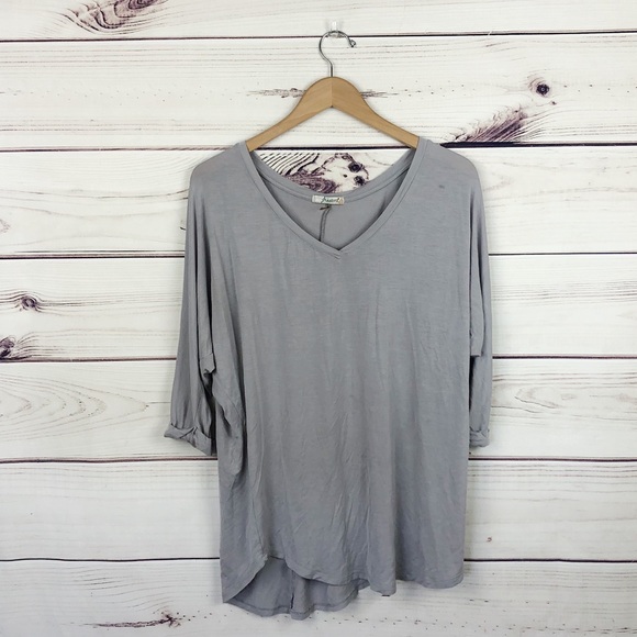 Freebird Lavender Gray Slouchy Tee Sz Large - Picture 2 of 6
